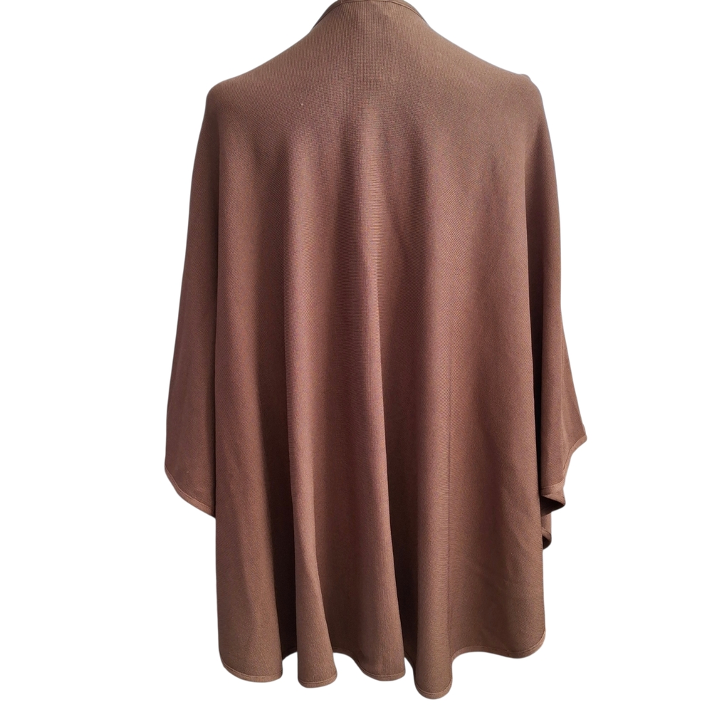 Chico's Elegant Brown Crepe Open-Front Women's Poncho - One Size - Picture 3 of 7